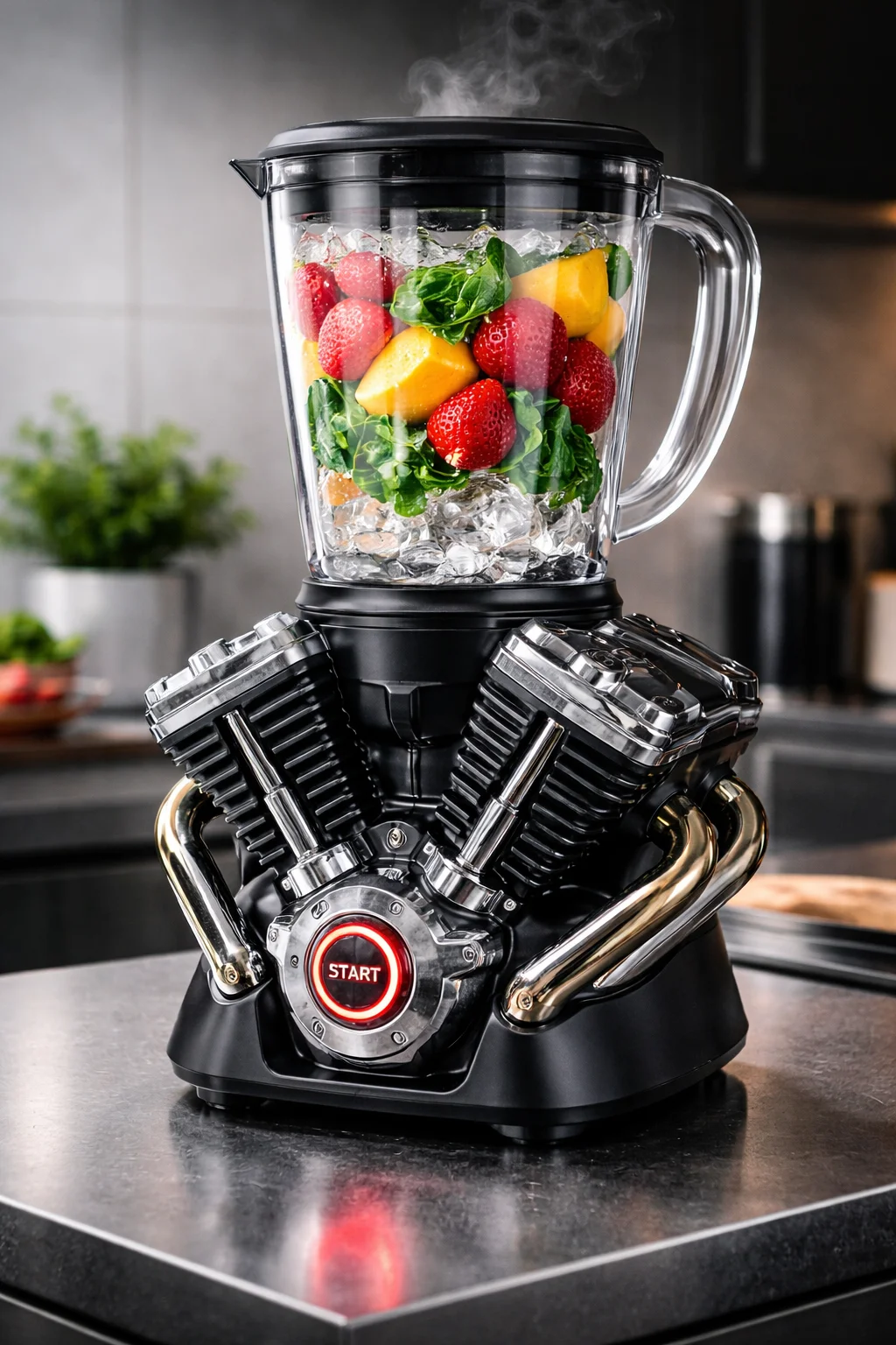 V-Twin Blender 650cc technical diagram, front elevation